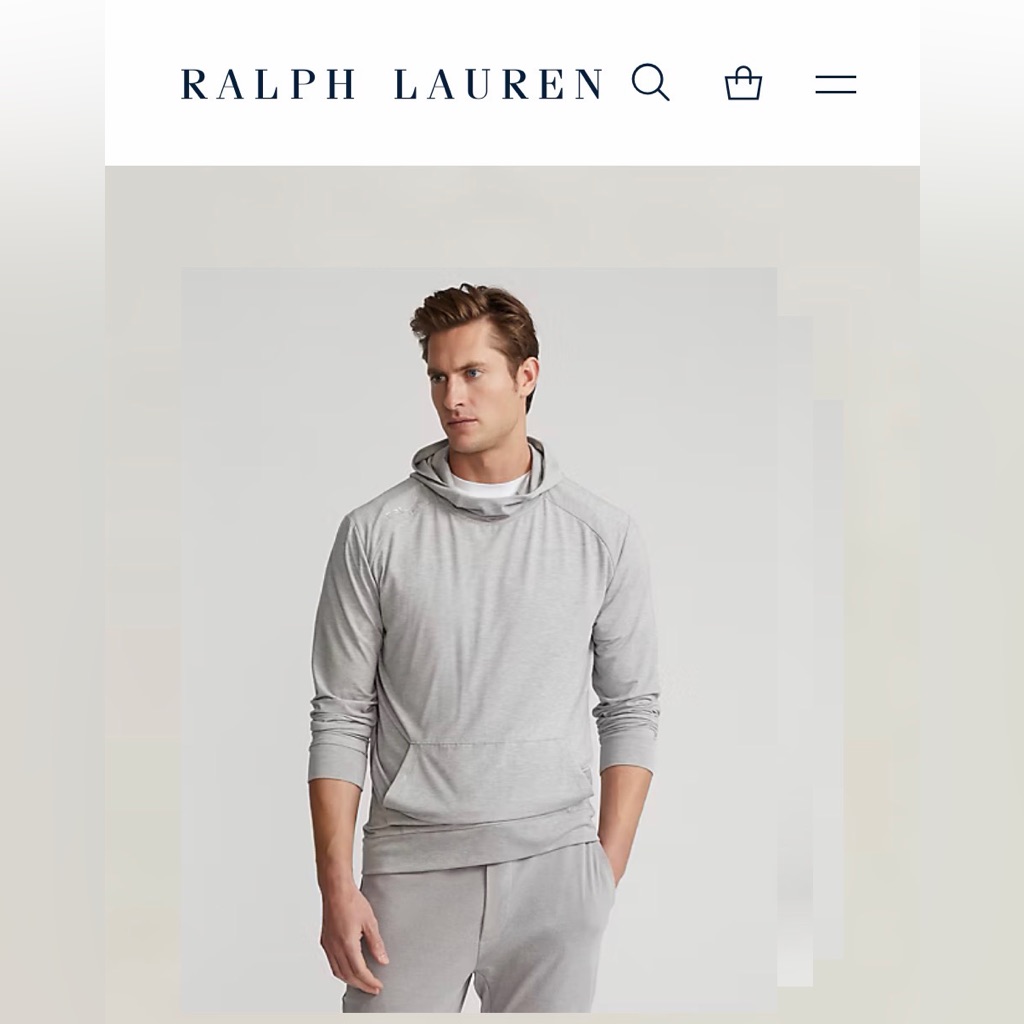 Ralph Lauren Men's Heather Gray Hoodie Ptp 23” L 28”